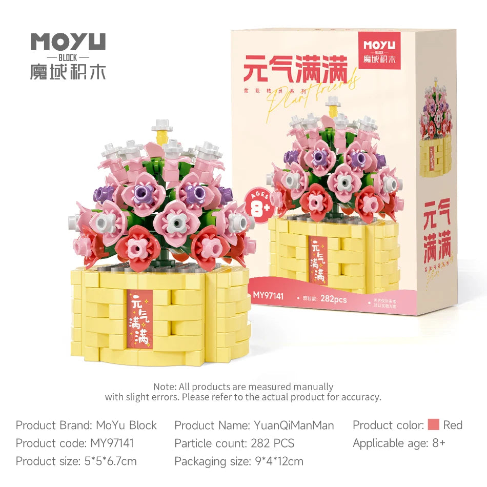 Potted Flower Basket Building Blocks Creative Bonsai Plant Bouquet Model Bricks Diy Home Decoration Kids Toy Girls Holiday Gifts