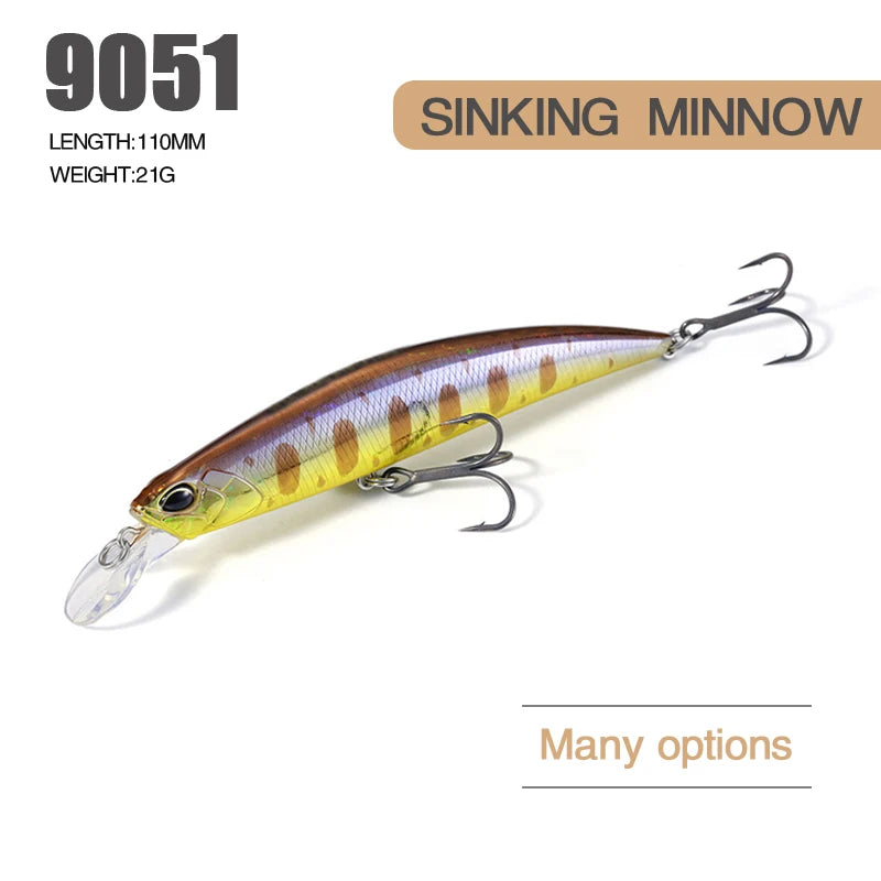 19g 110mm Sinking Minnow Fishing Lures Saltwater Artificial Hard Bait for Bass Pike Trout Swimbait Wobblers Fishing Accessories