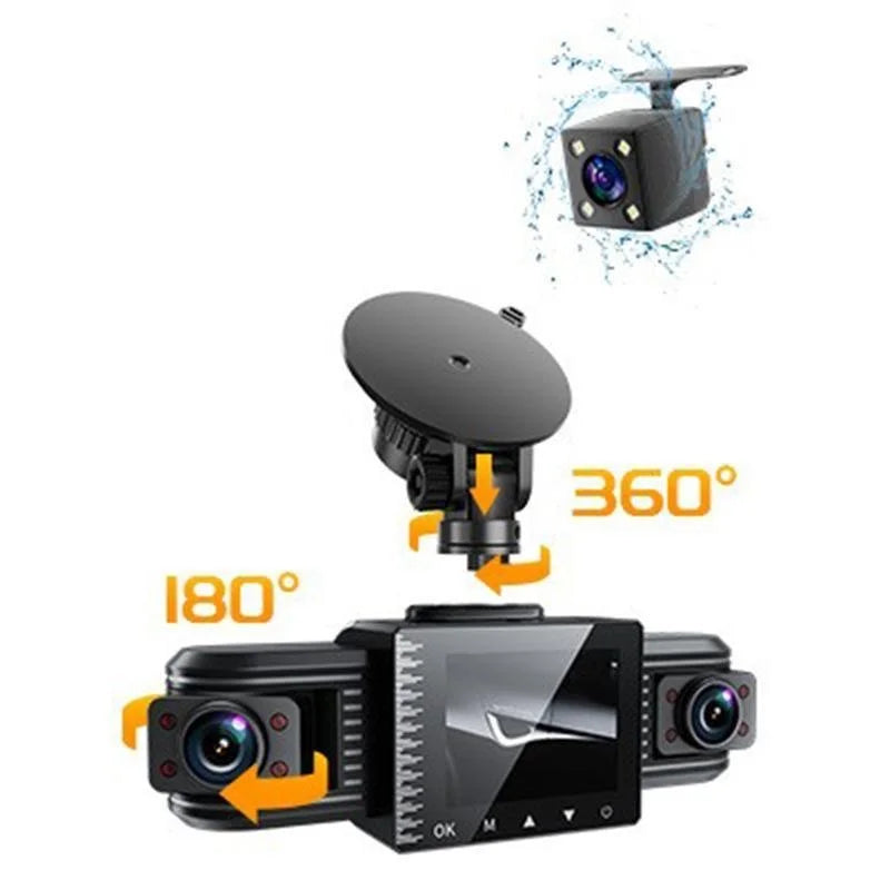 3 Channel FHD 1080P Car DVR Dash Cam Front Inside Rear Vehicle Camera DVRs Recorder Video Mini Dashcam Camcorder