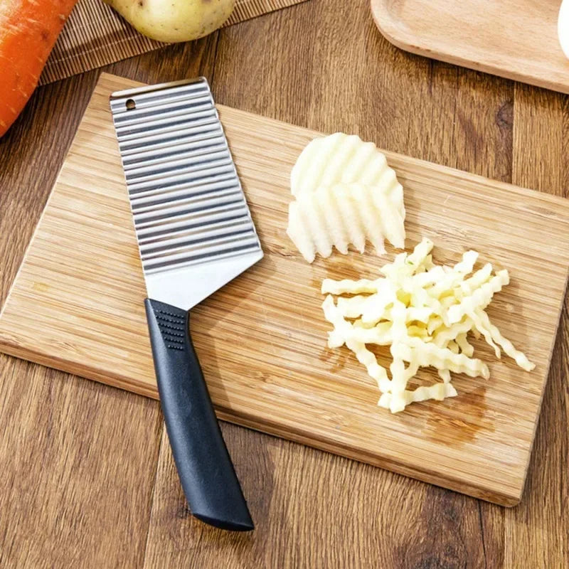 1 pieza de acero inoxidable de mano para cortar patatas fritas, cuchillo para maza, cortador de verduras multifuncional, herramientas de cocina