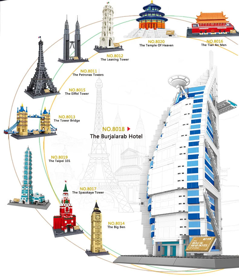 Wange Blocks World Architecture Building Bricks Castle Villa House Big Ben Church DIY Toys for Man Gifts Girl Adult Present