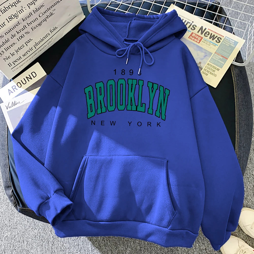 1898 Brooklyn New York Imprimé Femmes Sweats À Capuche Mode Polaire À Capuche Créativité Pull Vêtements Rue Lâche Sweats Femmes