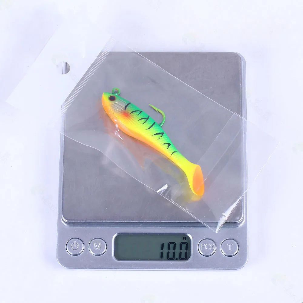 Sea Fishing Jigs Head Silicone Soft Bait 8cm-10g T tail Wobbler Fishing Lure Artificial Rubber Bait Swimbait Fishing Tackle