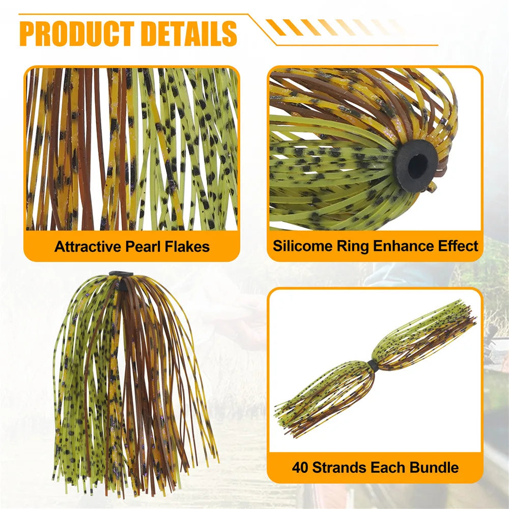 12Pcs Silicone Skirts Fishing Lure for Fishing Jig heads hooks Spinnerbait Buzzbait Bass Trout Fly Tying fishing Accessories