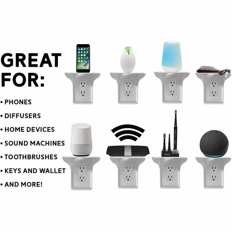 Bedside Storage Mobile Phone Holder Without Punching Socket Bracket Wall Living Room Switch Shelf Socket Plug Charging Bracket