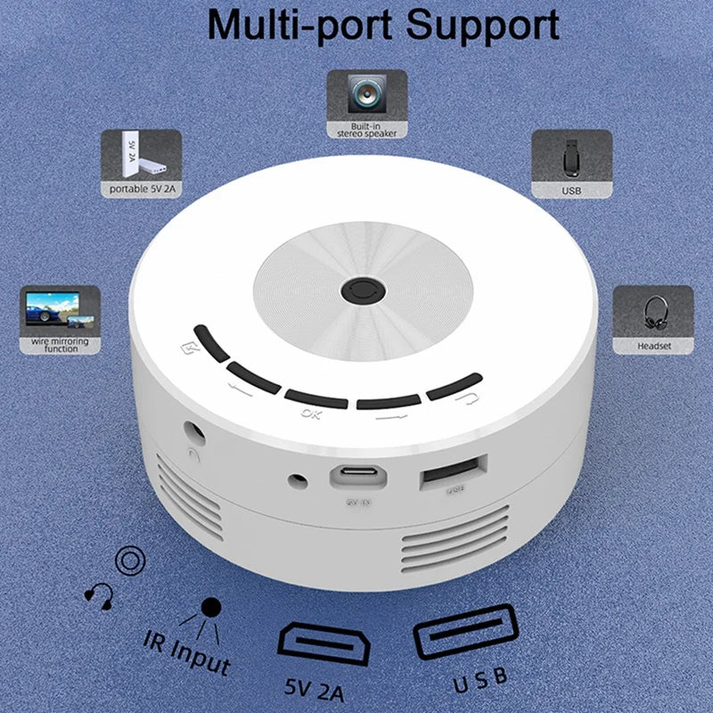 Miniproyector YT200 Proyectores portátiles Proyección con cable LED Reproductor multimedia doméstico Audio USB Vídeo Misma pantalla Espejo