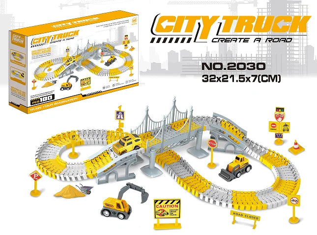 Toddler Boy Toys 239 PCS Race Tracks Toys Gift, 6 PCS Construction Car Toys Gifts , Christmas Birthday Gifts Toys