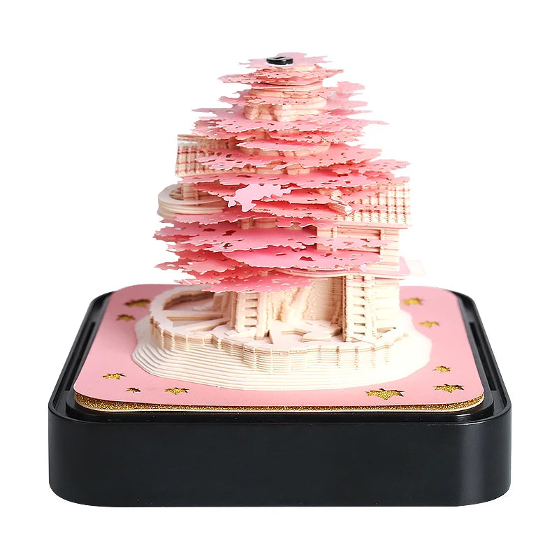 Omoshiroi Block 3D Notepad 2024 Calendar 3D Sakura Tree House Memo Pad Cute Block Notes 3D Sticky Notes Christmas New Years Gift