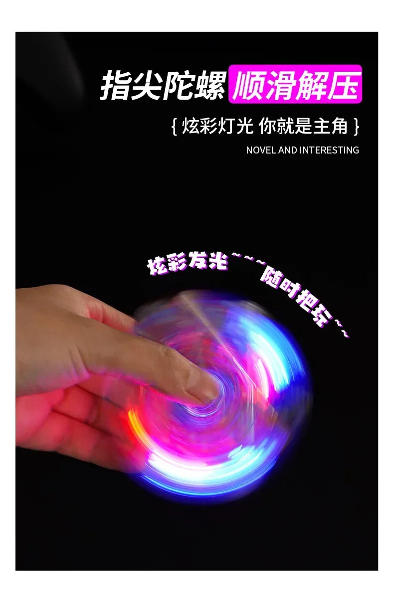 2-in-1 Luminous Fingertip Spinner Folding Lighter Transparent Rotating Decompression Windproof Lighter Men's Gifts