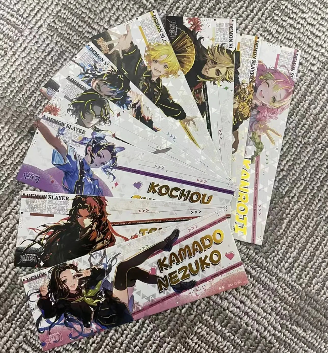 Anime Demon Slayer Kamado Tanjirou Kochou Shinobu Iguro Obanai Kanroji Mitsuri Rare Collectible Cards Birthday Gifts Kid Toys