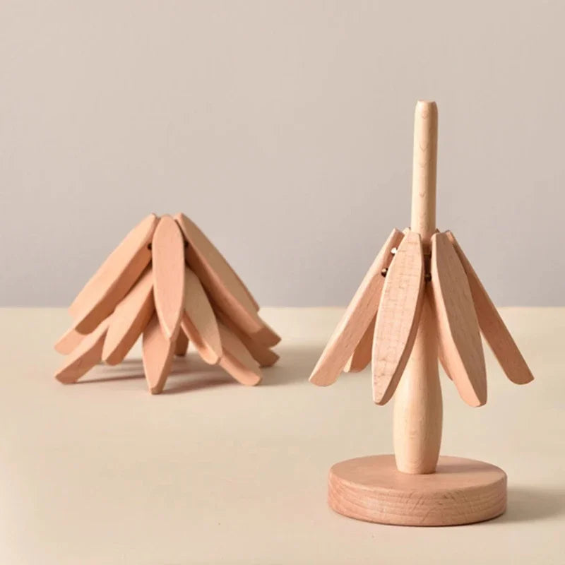 3/4Pcs Walnut Tree Table Mat Set Natural Foldable Wooden Tree Trivet for Hot Dishes Pot Bowl Teapot Holder Placemat
