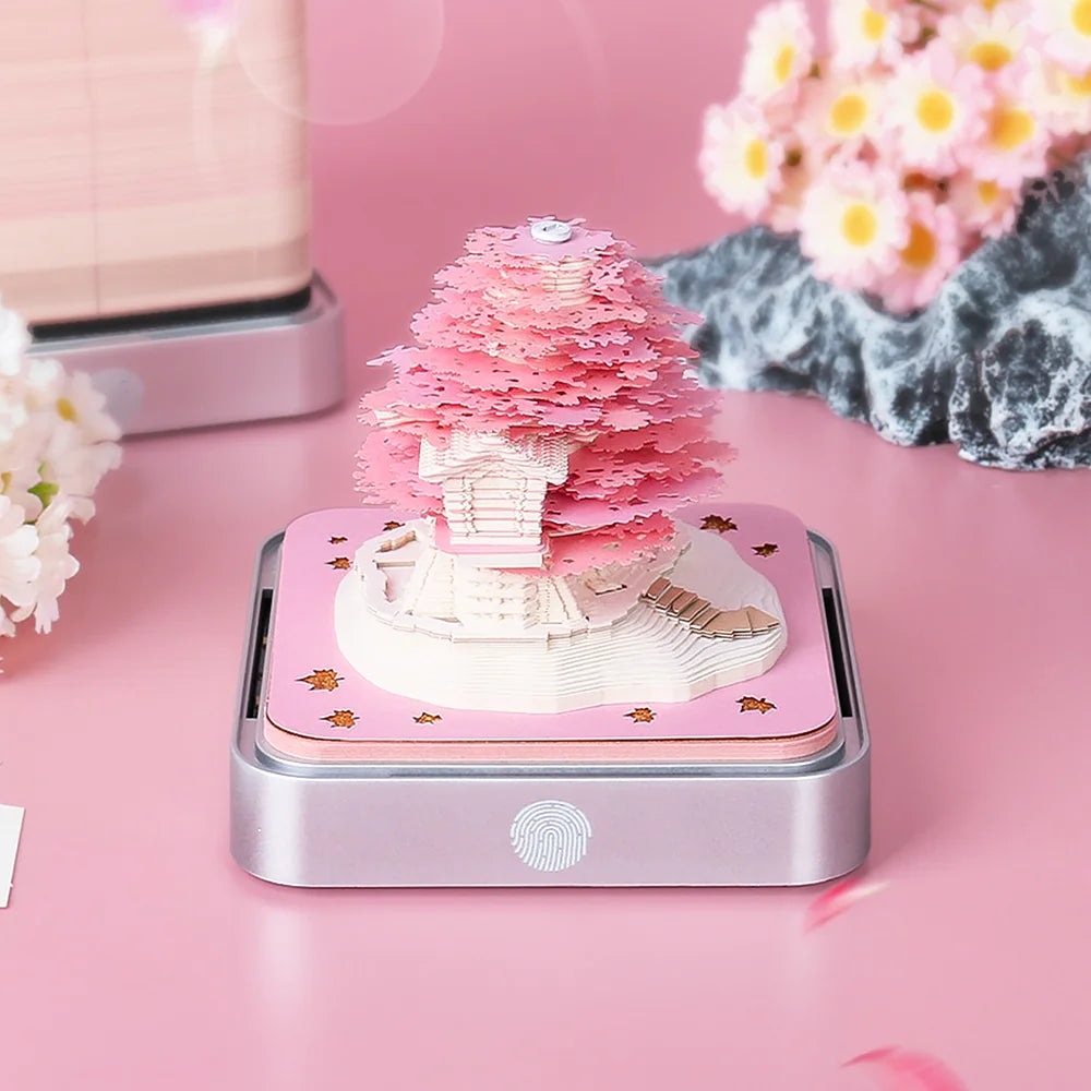2024 Calendar Memo Pad With LED Lights,Time Piece Calendar,Creative Desk Calendar DIY Paper Carving Art Craft Desktop Decoration