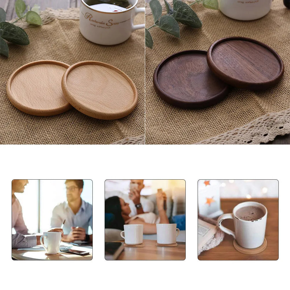 Posavasos de madera para tazas de té y café, duradero, resistente al calor, redondo, tapete para tetera, vajilla aislante, soporte para tazas