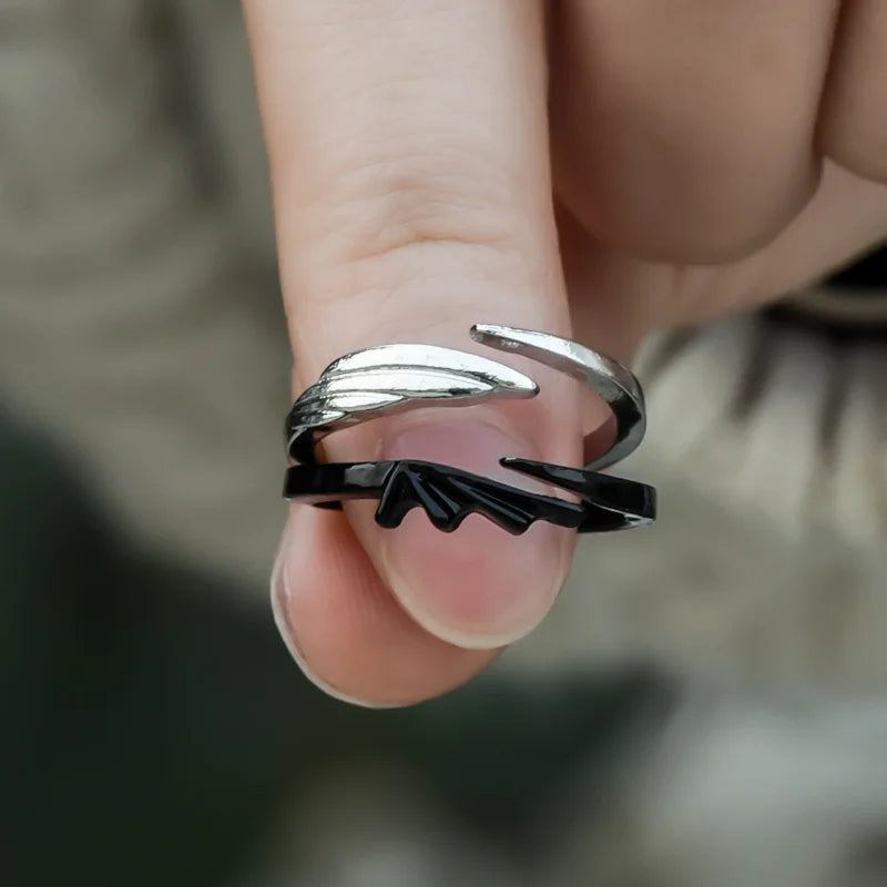 2Pcs Anime Angel Demon Couple Rings for Women Men Fashion Animal Adjustable Open Ring Promise Matching Couple Ring Party Gifts