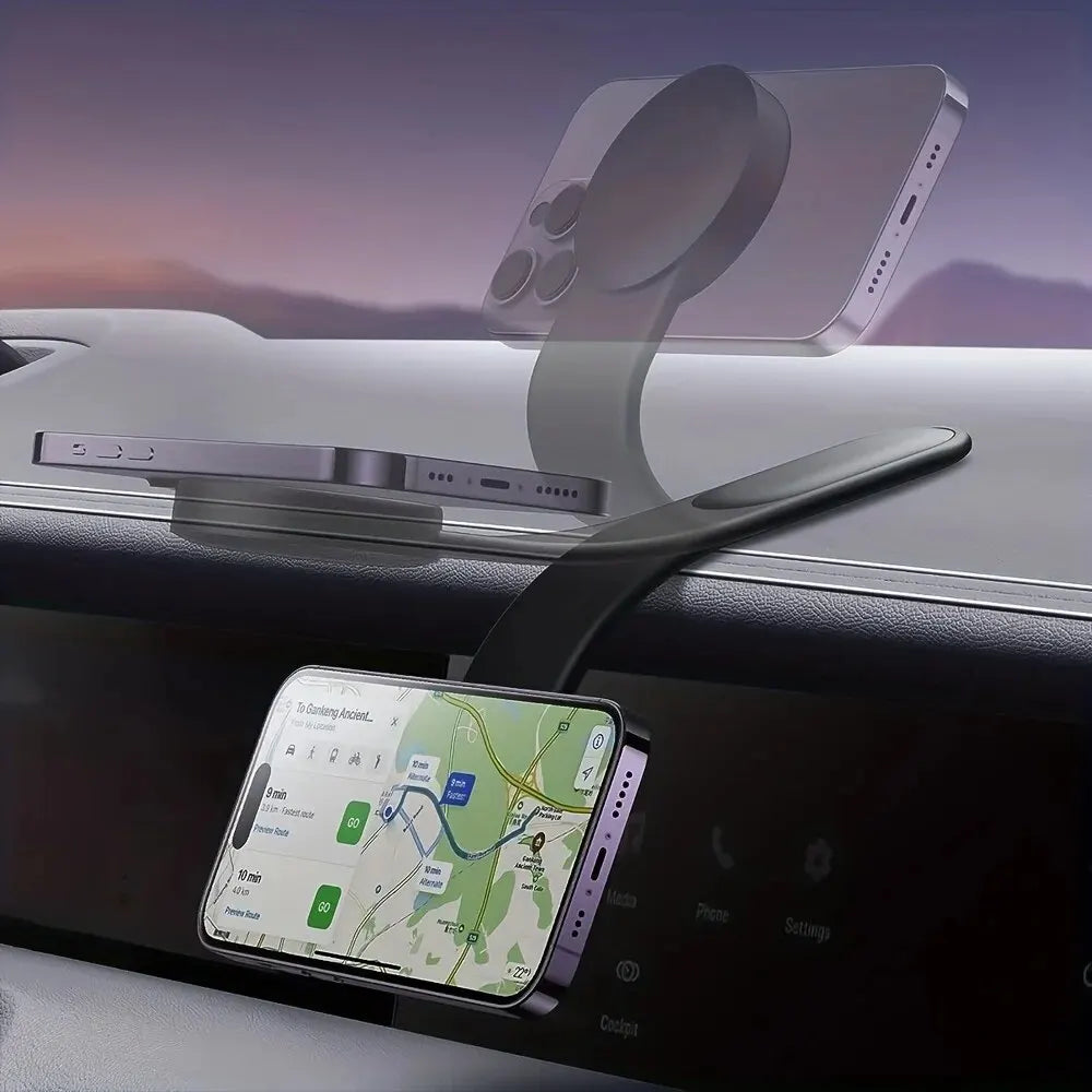 Phone Holder for Car, Car Dash Mount Compatible For iPhone Samsung Bendable Memory Titanium Alloy for All Dashboard Windshield