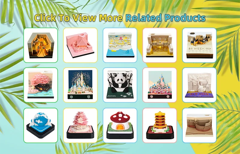 Omoshiroi Block 3D Notepad 2024 Calendar 3D Sakura Tree House Memo Pad Cute Block Notes 3D Sticky Notes Christmas New Years Gift
