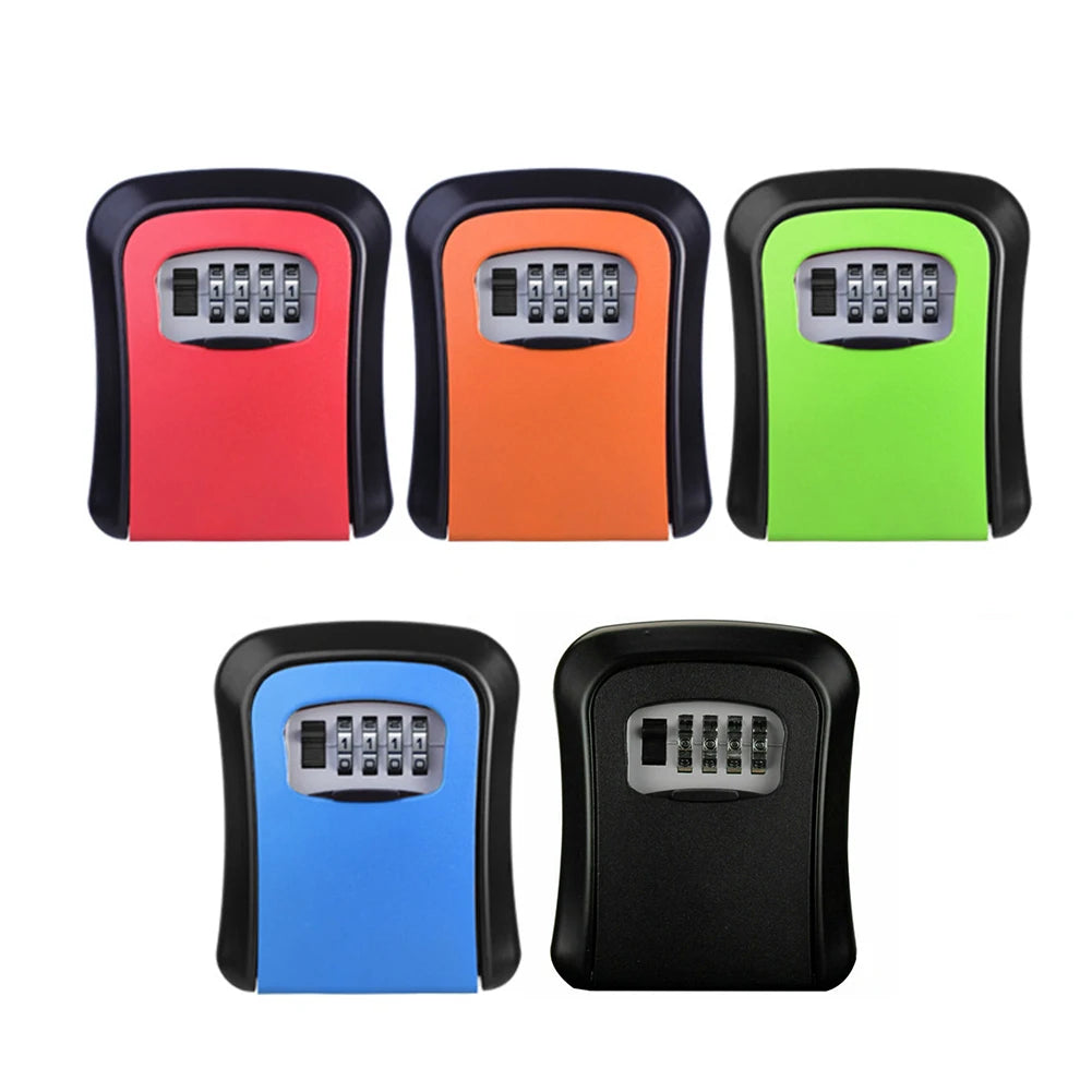 Wall Mount Key Lock Box 4 Digit Combination Password Key Storage Secret Box Organizer Security Code Lock No Key Home Safe Box