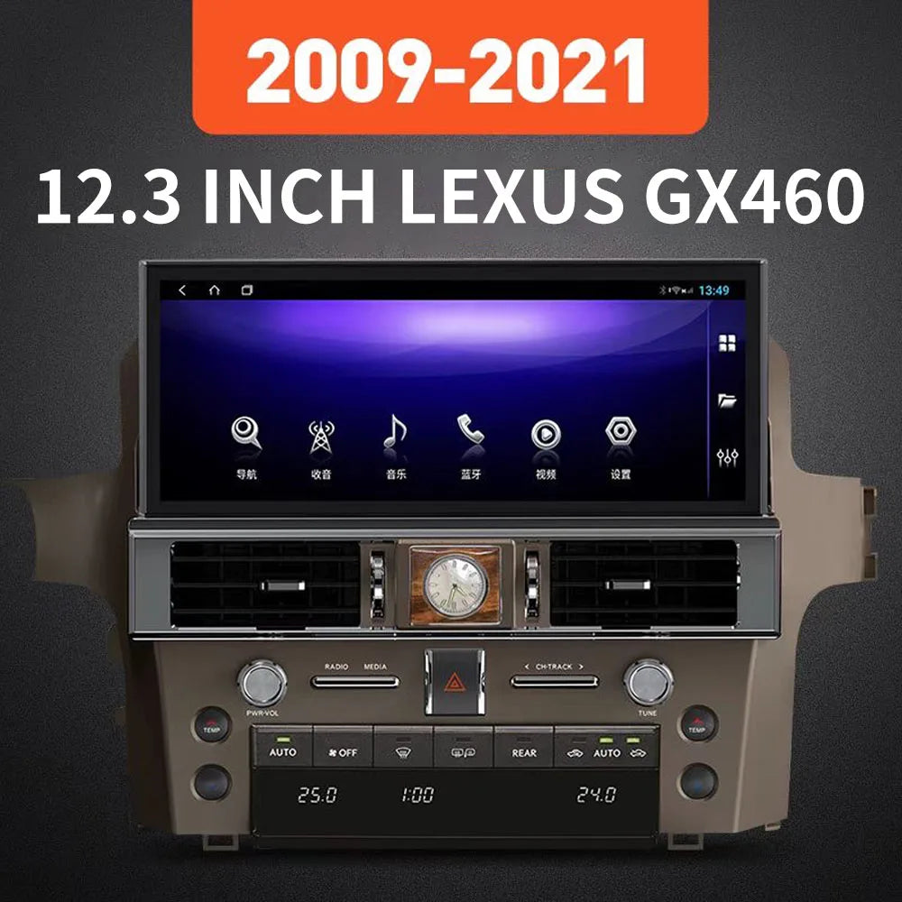 Android For Lexus GX400 GX460 2010-2020 Car Radio 8+256GB Multimedia Player Recorder 12.3" Touch Screen Head Unit Carplay Navi