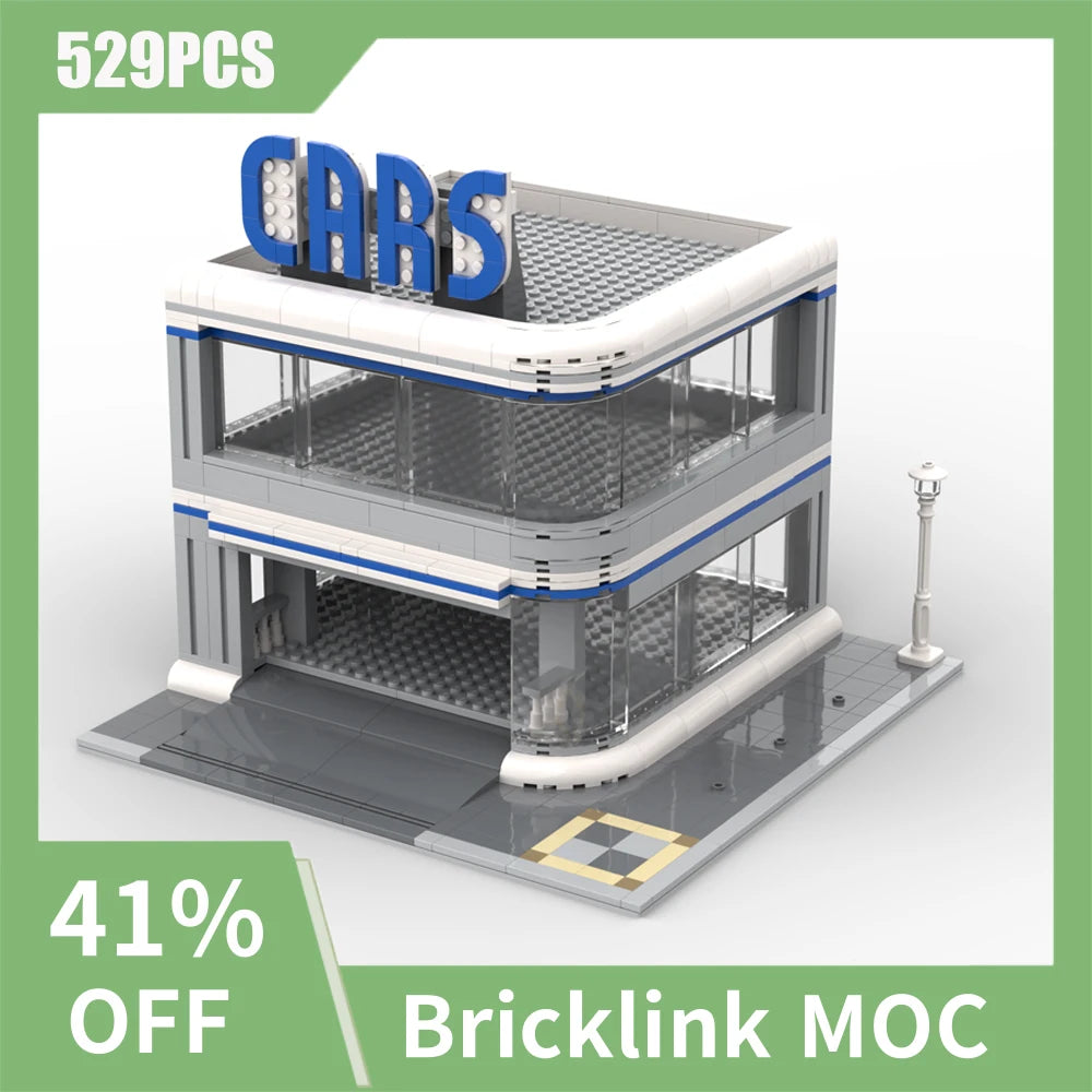 529PCS City Hot Selling Street View Moc Modular Speed Champs racing Parking model DIY creative ideas ChildToy birthdayGift Block