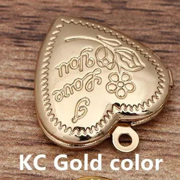 10 piezas de 18*22 mm de metal, latón, chapado en oro o plata, dijes de medallón con forma de corazón, colgante de medallón con foto para hacer joyas