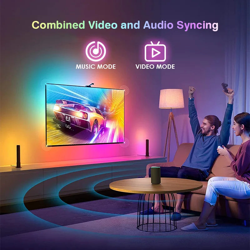 TV LED Backlight with AR Camera Color Gamut Sensor RGBIC Light Music Sync Strip For 55-85 Inch Monitors Light linkage Ambilight