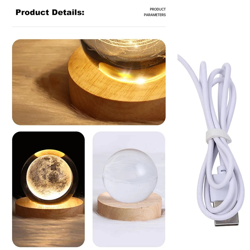 3D Pokemon Crystal Poke Ball Figure Toys 5CM Mimikyu Planet Axolotl Night Light LED Lamp Base Gift for Kid Adult