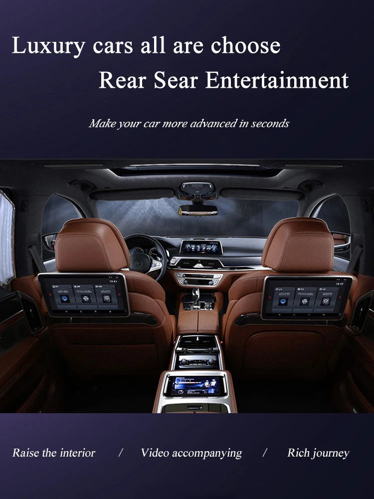 Moniteur d'appui-tête de voiture Android 12.0 de 11,6 pouces pour BMW X7 G07 2019-2025 Support de siège arrière WiFi 4K Écran tactile Vidéo Support caché