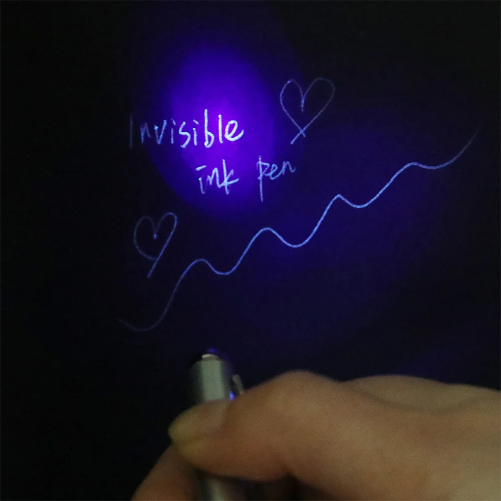 1 bolígrafo de tinta invisible, material plástico novedoso, bolígrafos con luz ultravioleta, bolígrafo mágico secreto, nuevos útiles escolares para oficinas