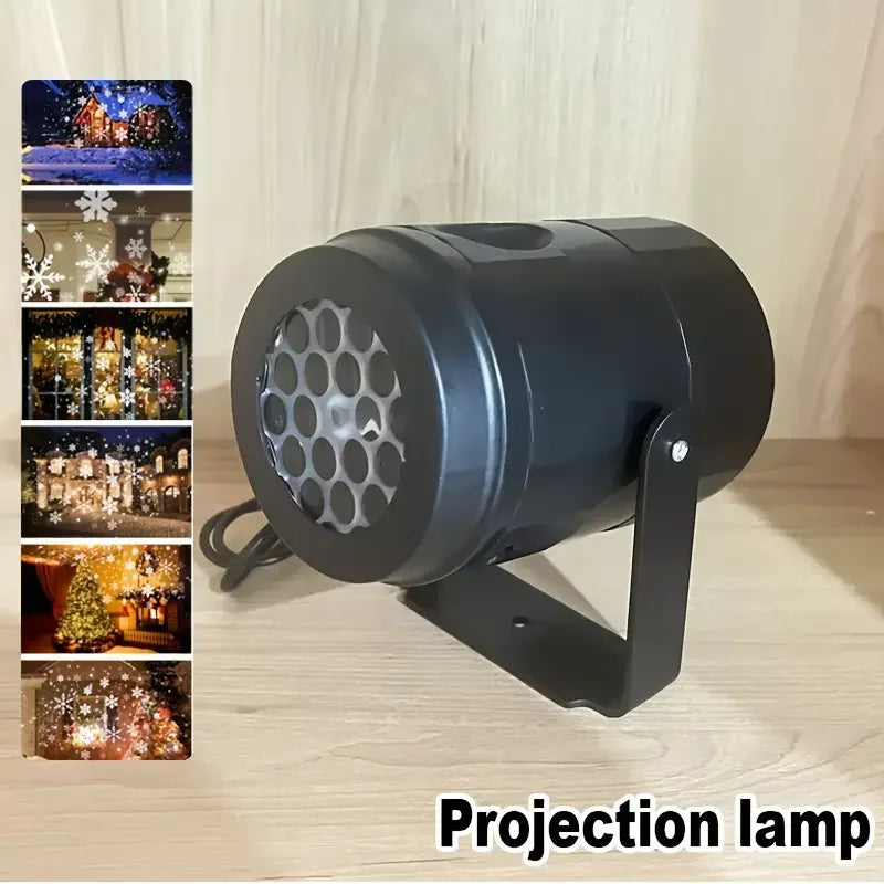 USB Powered Christmas Snowflake Projector Light Rotating Snowfall Projection Lamp for Christmas Halloween & Easter Party Decor