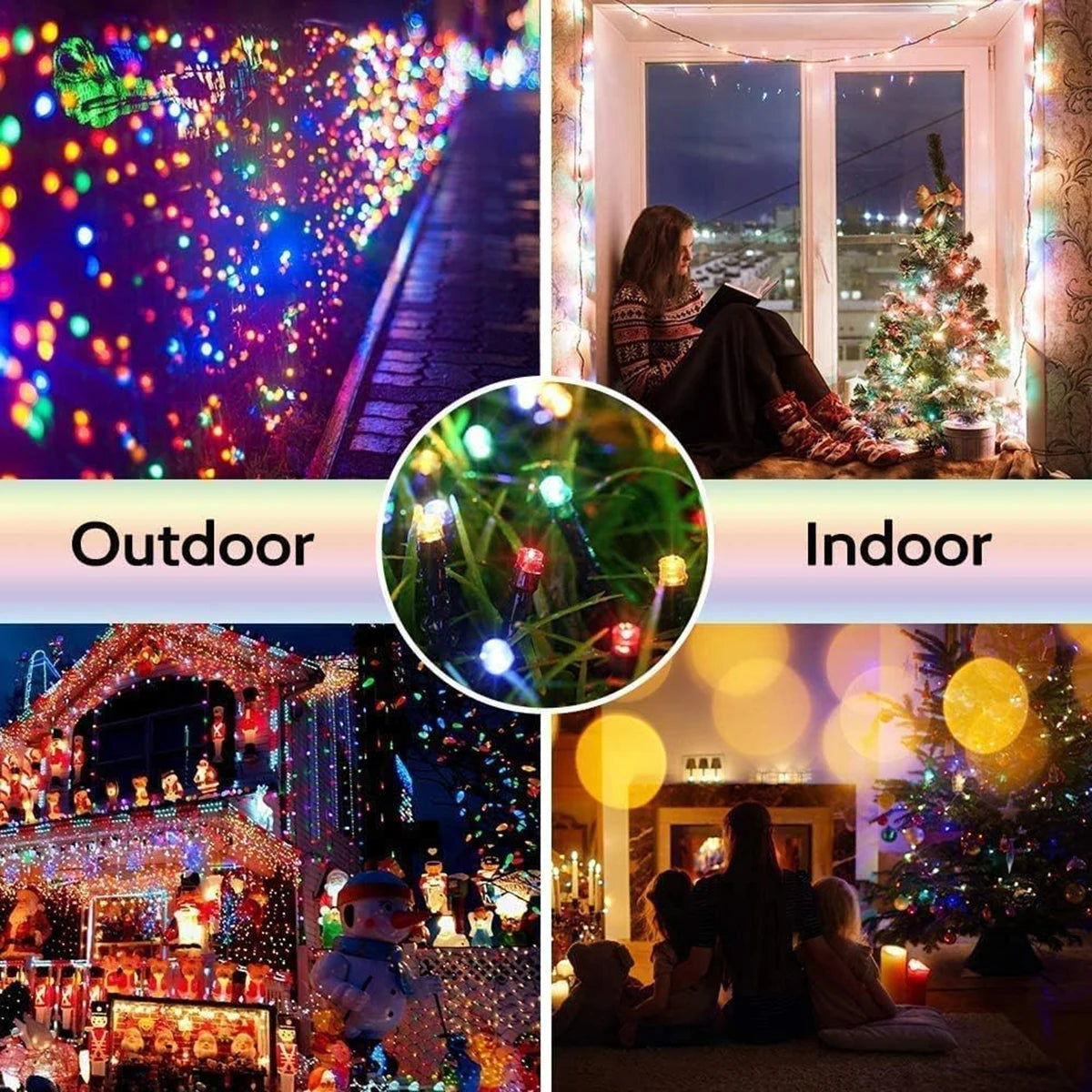Guirnalda de luces LED de 10 m/20 m para Navidad, para exteriores, para terraza, jardín, fiesta en la calle, hogar, boda, decoración de Año Nuevo