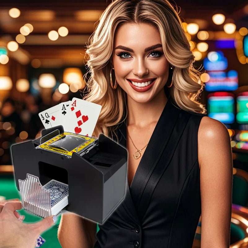 Mezclador automático de cartas para jugar, máquina clasificadora de póquer, dispensador para viajes, festivales, fiestas de Navidad, funciona con pilas