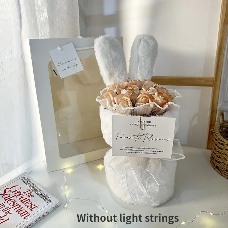 Rabbit Soap Flower Bouquet Valentine's Day Gifts Artificial Flower Bouquet for Party Supplies Bouqet Flowers Home Decoration