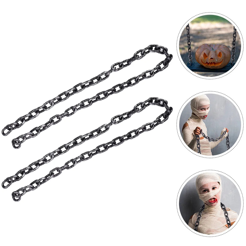 2 Pcs Simulation Big Iron Chain The Halloween Props Plastic Links Decor Decorate Pp Fake Costume