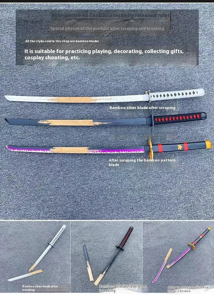 Tai Sword Katana Oriental Draw Sword with Sheath Tang Hengdao Wooden Sword Ancient Style Children's Toy Bamboo Wooden