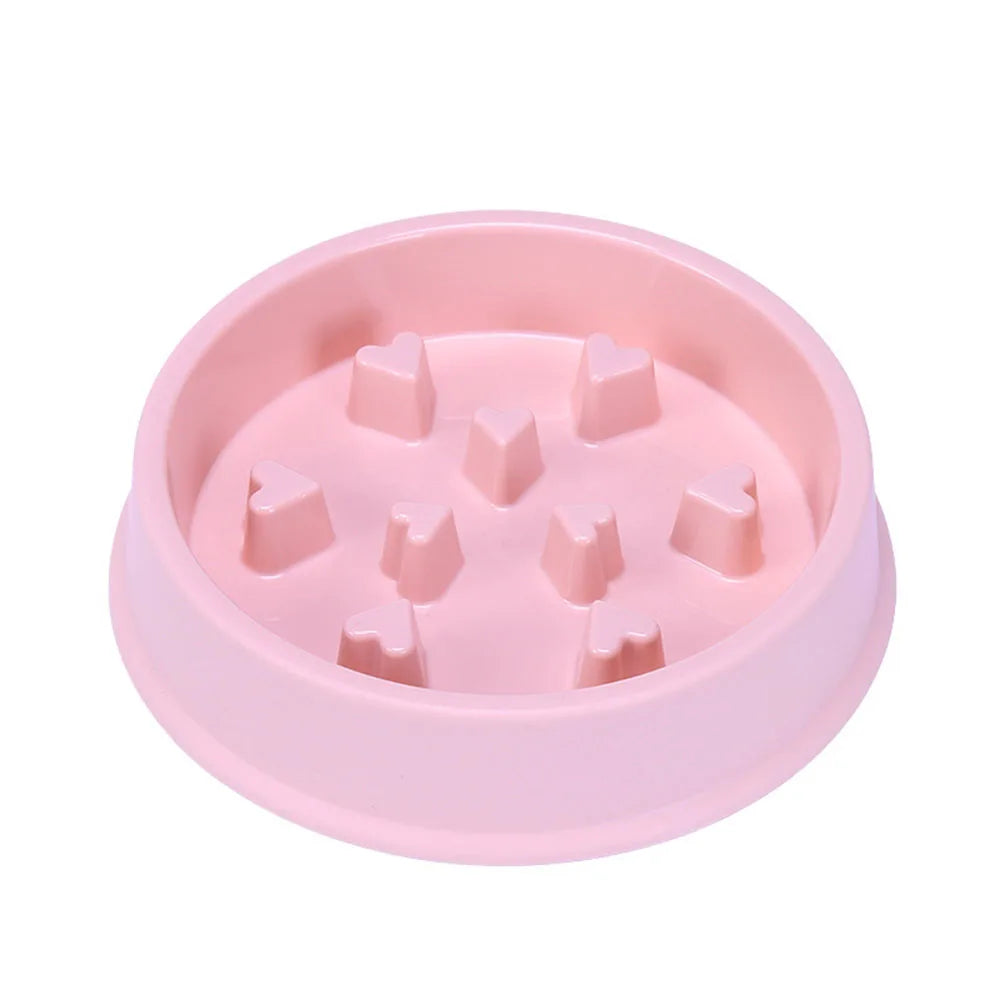 Pet Dog Bowl Slow Food Feeder Non-slip Anti Choking Cat Thickened Plastic Plate Bowls Healthy Anxiety Relief Dish Pet Supply