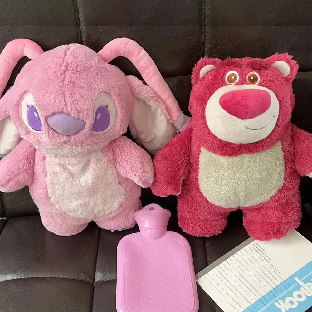 Original Disney Zoobies Hot Water Bag Warm Winter Plush Doll Plushie Lotso Stitch Doll 2-In-1 Useful Gift Toys For Children 