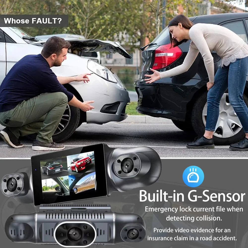 Grabadora de video DVR para automóvil de 4 lentes 1080P con control por aplicación WIFI, cámara de tablero de 360 grados, visión nocturna, cámara de visión trasera delantera izquierda y derecha para automóvil