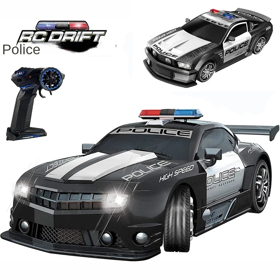 Voiture de police télécommandée super rapide 1/12 2,4 GHz avec lumières, jouet durable pour garçons et enfants