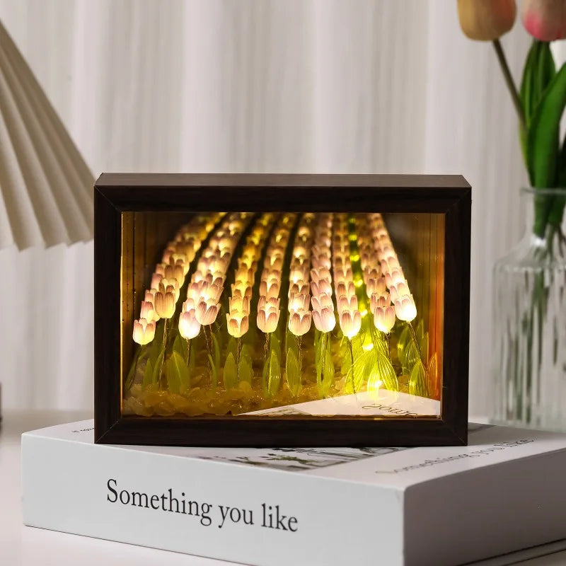 20PCS Tulip Nightlight Handmade DIY Photo Frame Huahai Home Decoration Atmosphere Lamp Valentine's Day Christmas Birthday Gift