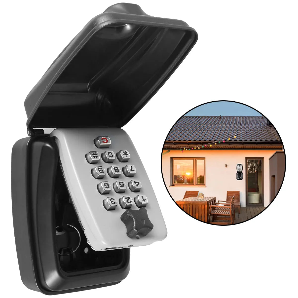 Wall Mounted Key Storage Safe Waterproof Anti-theft Key Box With Combination Lock 12-Digital Password Office Home Outdoor Use
