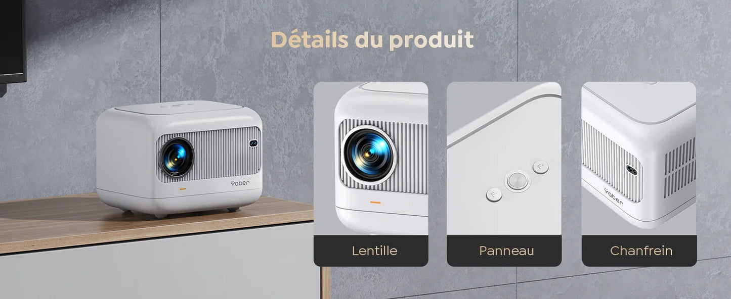 【Enfoque eléctrico】 Miniproyector Android, YABER L1 Proyector de video de 20000 lúmenes 5G WiFi Bluetooth, compatible con proyector portátil P