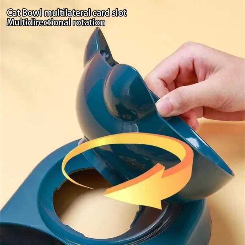 Triple Cat Bowls Pet Feeder, 2-in-1 Double Bowls With Automatic Drinking Bottle, Tilted And Rotatable Design For Cats And Dogs