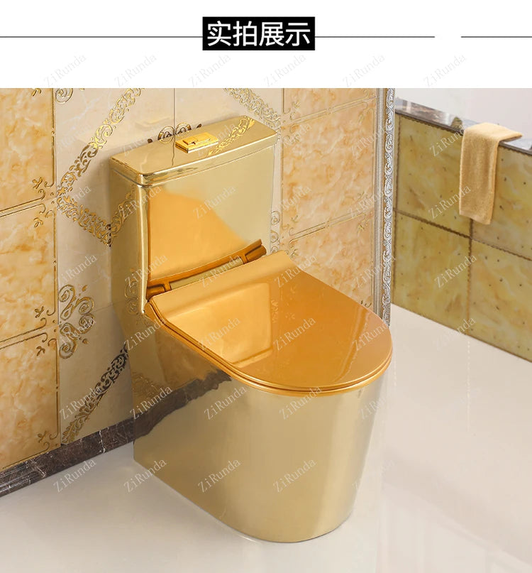 ~Inodoro de cerámica de color mudo para apartamento pequeño de estilo europeo, inodoro dorado de 8,0 pulgadas, inodoro de cañería grande, desodorante