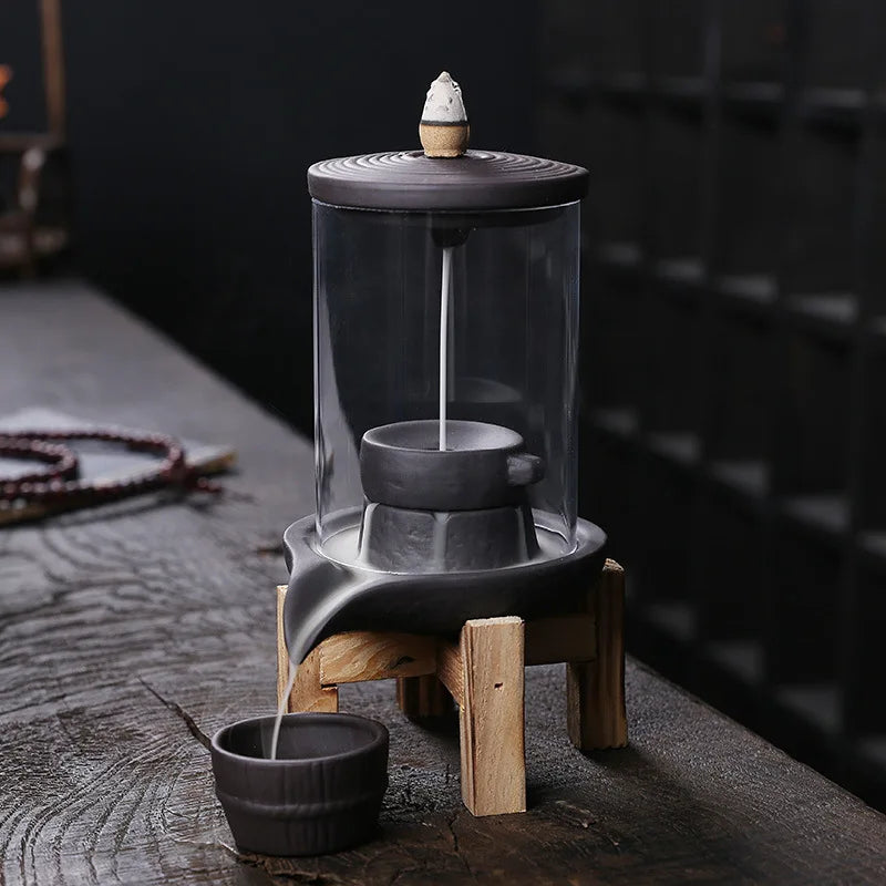 Purple Sand Time Comes Back Flow Incense Burner Decoration - Indoor Aroma Diffuser Stone Grinding Incense Pedestal Crafts