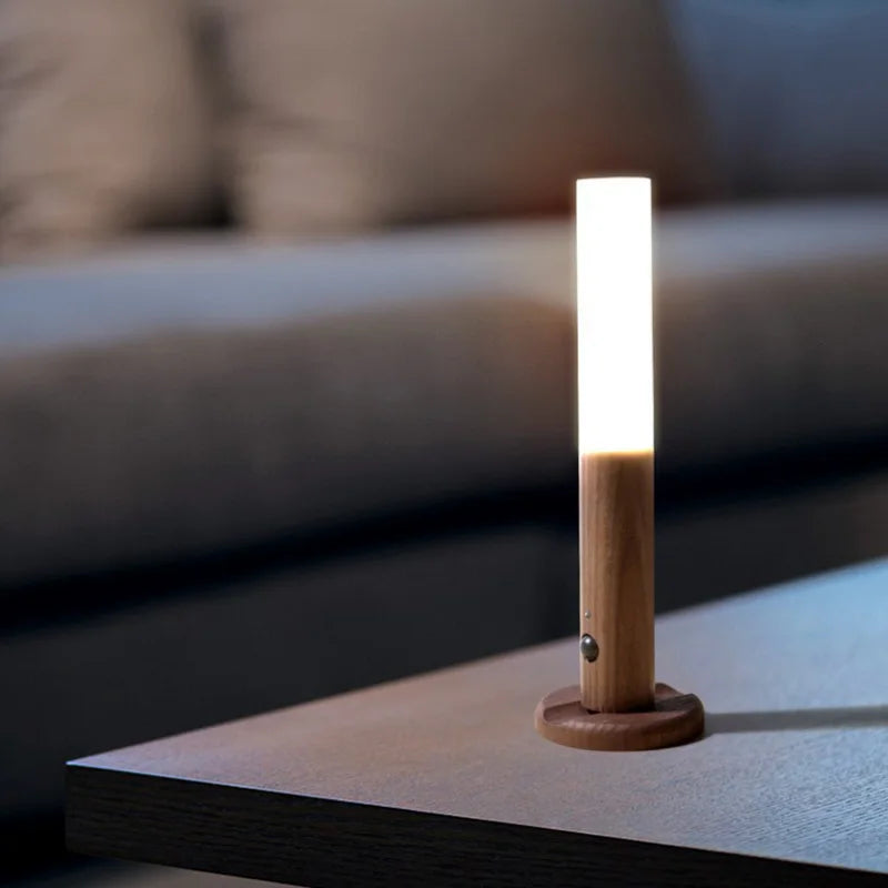Warm Intelligent Induction Wall Lamp Wireless Wooden Stick Night Light Corridor Cabinet Wardrobe Light Decorative Home Light New