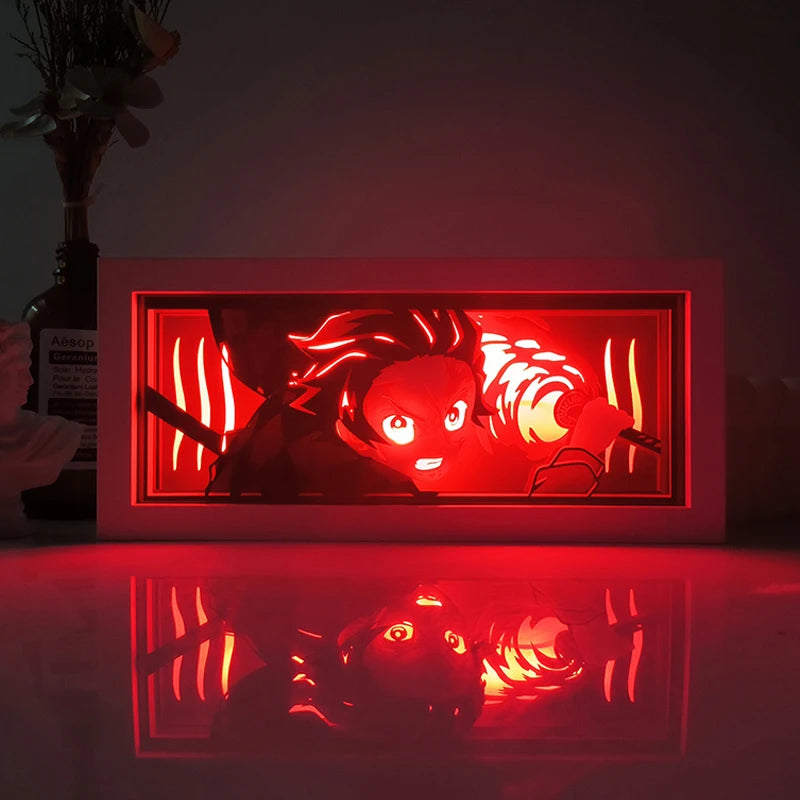 Anime One Piece Paper Cut Shadow Box Light Remote control model multiple colors Gamer Bedroom Decoration party present