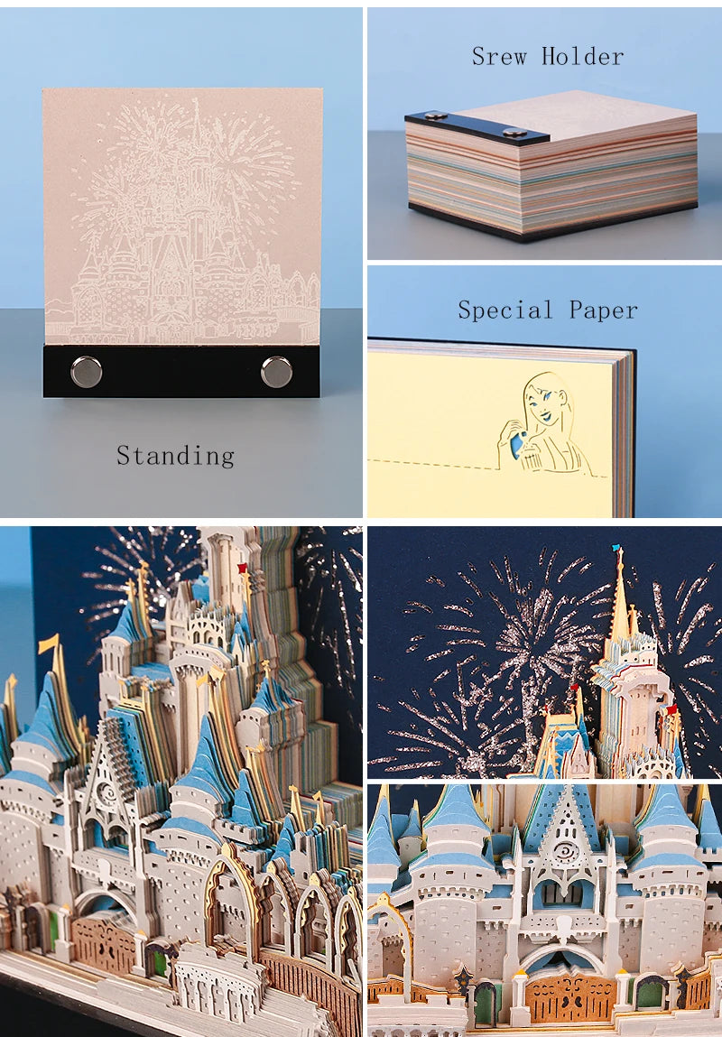 Omoshiroi 3D Note Design Castle Fairy Tale Memo Pad 3D Sticky Notes Princess Scrapbooking Kawaii Accessories Party Favors Gift