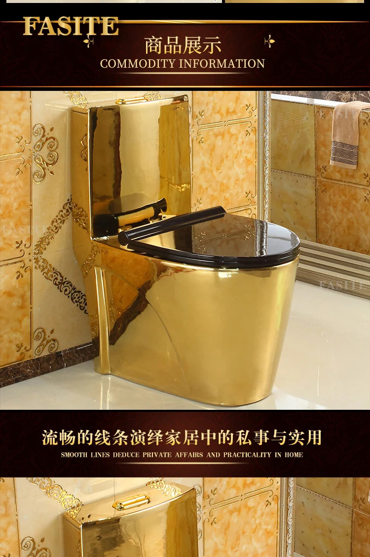 Artistic European style golden toilet siphon type deodorant toilet for adults, bathroom, household use