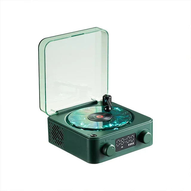 Haut-parleur de platine vinyle rétro avec bruit blanc sans fil Bluetooth, lecteur de disques vinyles, son stéréo, effet de lampe de projection RVB
