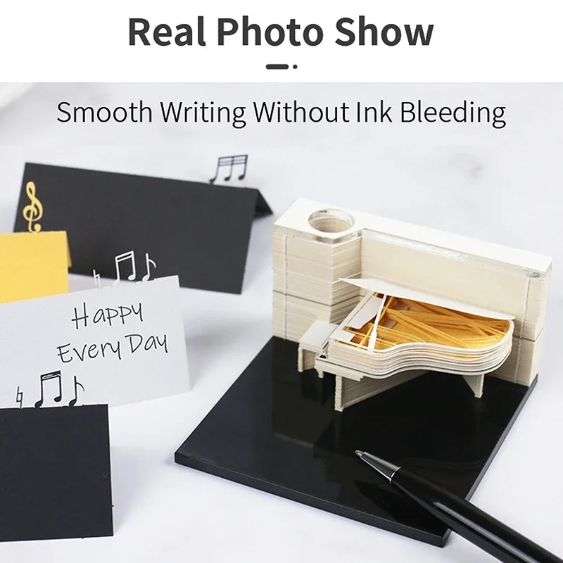 3D Piano Table Calendar Memo Pad Creative Exquisite Handicrafts Souvenirs DIY Desk Decoration New Year Gift for Office School